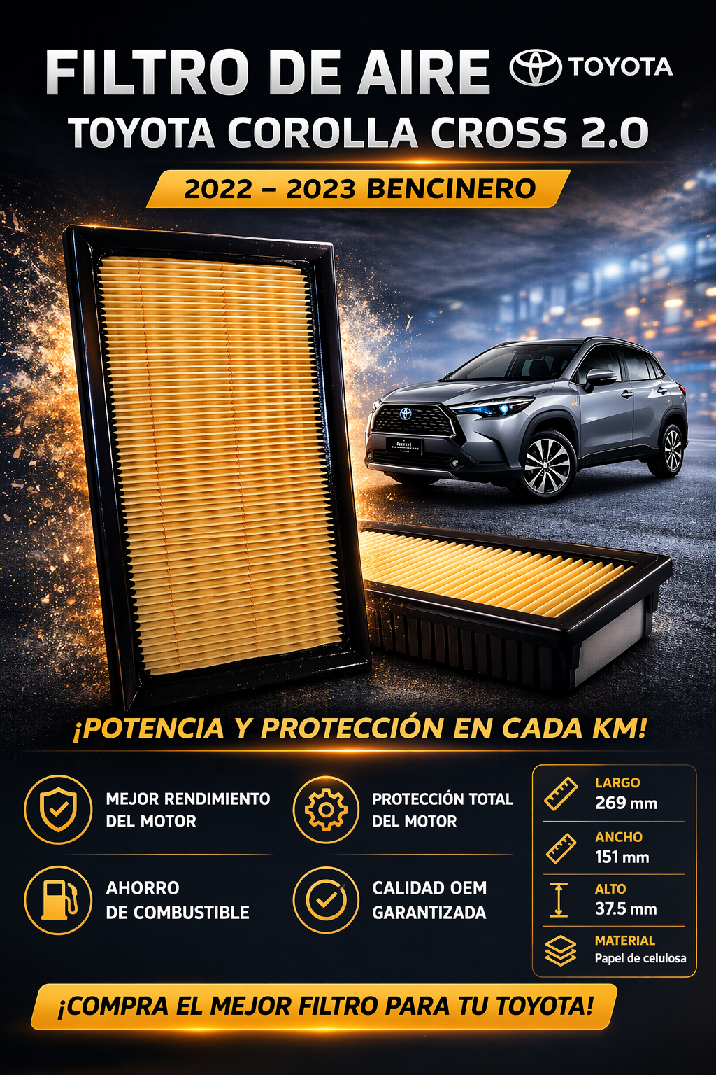 Filtro De Aire Toyota Corolla Cross 2.0 2022-2023