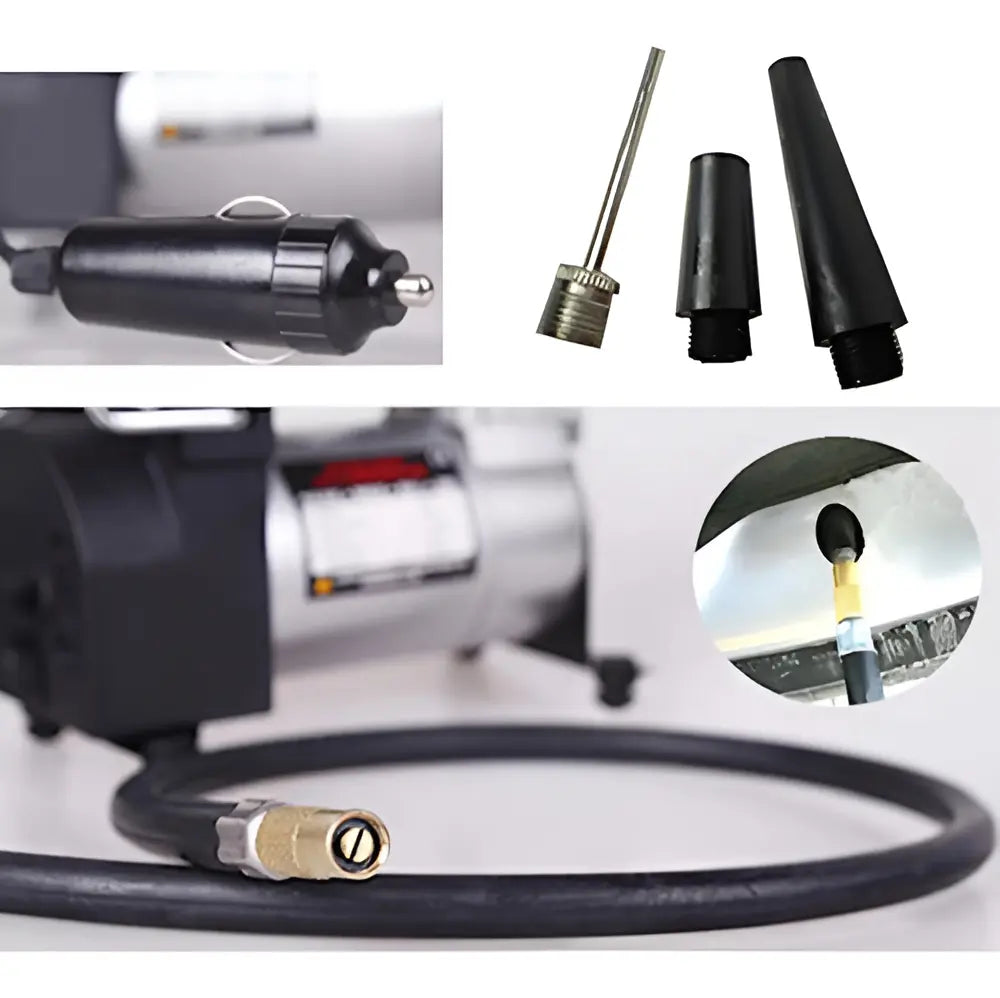 Compresor Aire Metalico Vehiculo Auto Moto Color Plateado