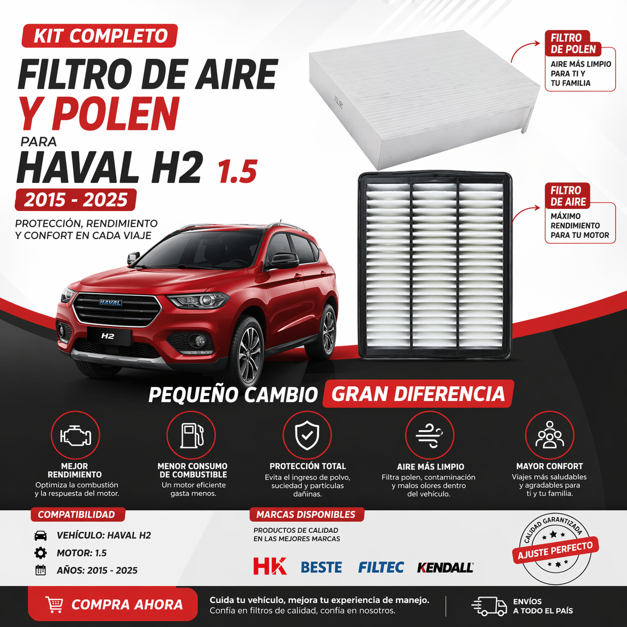 Filtro De Aire Y Polen Haval H2 1.5 2015-2025