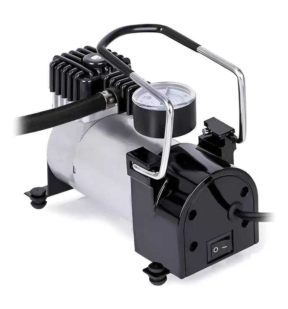 Compresor Aire Metalico Vehiculo Auto Moto Color Plateado