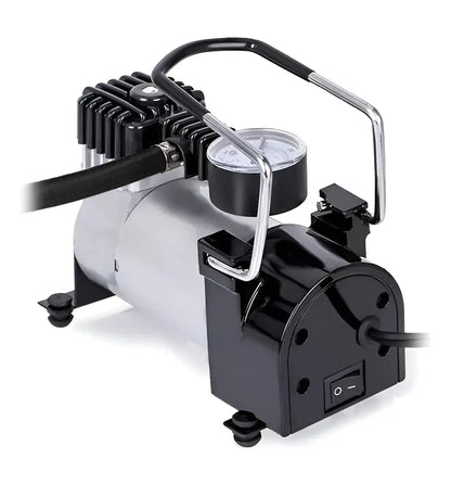 Compresor Aire Metalico Vehiculo Auto Moto Color Plateado