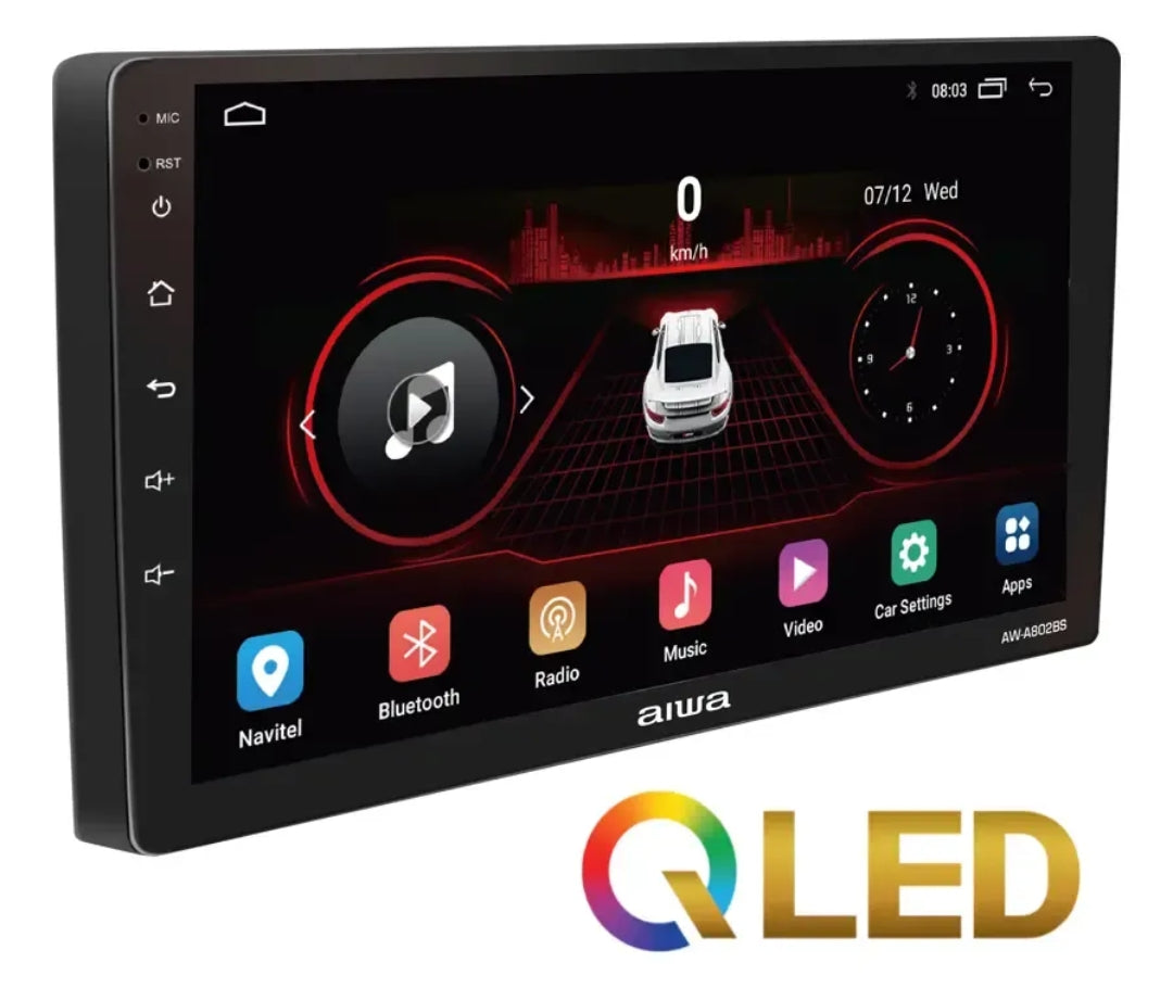 Radio Auto 2 Din Android Touch HD De 9" Aiwa Aw-a802bs Color Negro